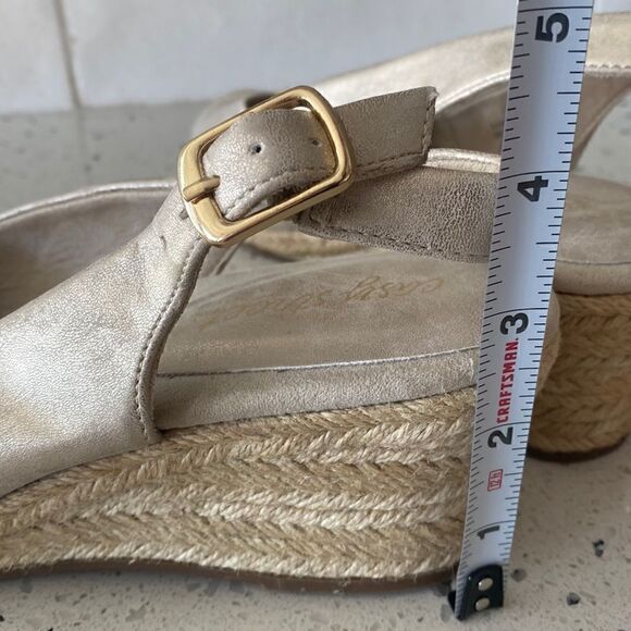 Easy Street Kindly Espadrille Slingback Wedge Gold Metallic Sandals Size 10 - Picture 8 of 14